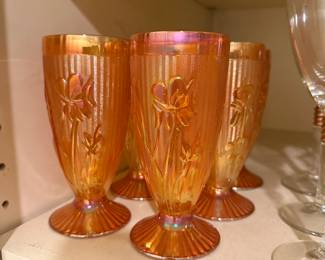 Carnival glass soda glasses