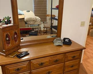 Matching dresser with mirror
