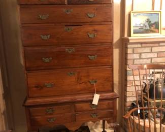early American highboy with unique feet. possibly a marriage