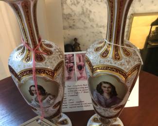 pair of Bohemian cut overlay portrait vases THESE HAVE A RESERVE PRICE SET BY THE FAMILY