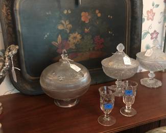 pair of Baccarat covered compotes