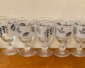 Mid Century Libby Silver Leaf Goblets.