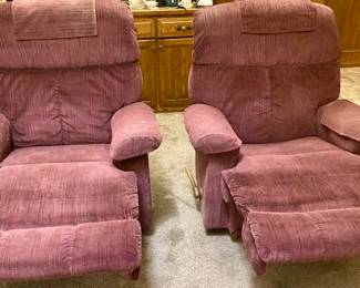 Burgundy La-Z-Boy Recliners. 2 Available.