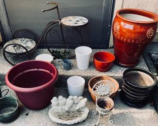 Various Flower Pots and Garden Decor Items.