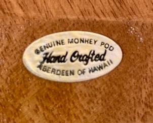 Vintage Mid Century Woods of Hawaii Monkey Pod Wood Snack Tray Set.