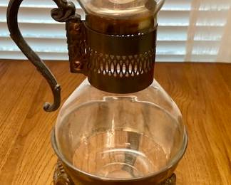 Vintage Glass Coffee Carafe Silver Plate Base Warmer