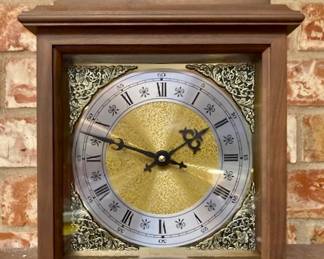 Hermle Quartz Movement Mantle Clock GE Walnut Wood Case Made In West Germany.