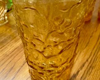 Vintage Mid Century Lido Milano Anchor Hocking Amber Glass Tumblers. Set of 6.