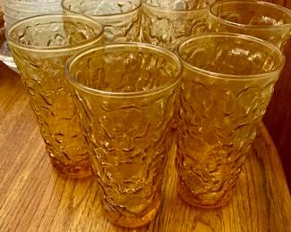 Vintage Mid Century Lido Milano Anchor Hocking Amber Glass Tumblers. Set of 6.