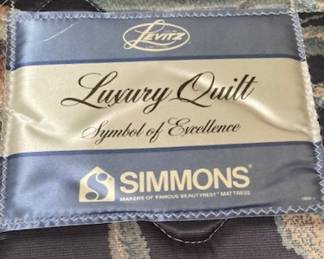 Vintage Queen Wood Headboard and Frame. Queen Simmons Quilt Top Mattress w/Box Spring.