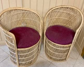 Vintage Wicker Barrel Chairs.