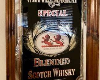Vintage LARGE WHYTE & MACKAY Scotch Whisky Bar Framed Mirror 