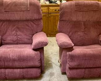 Burgundy La-Z-Boy Recliners. 2 Available.