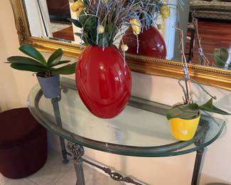2 Orchids on Glass Metal Table