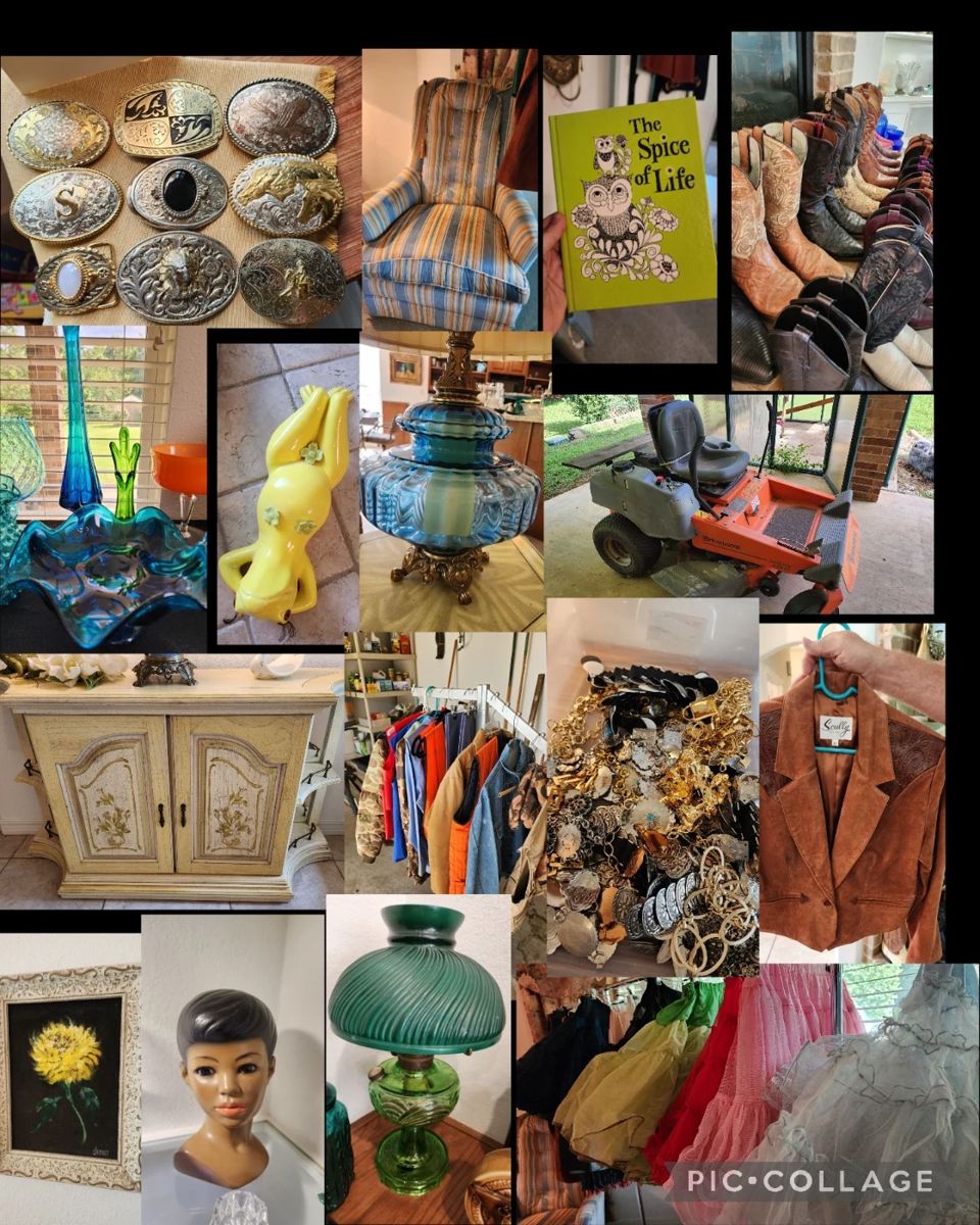 a very full sale, full of vintage clothing, furniture, western wear and more..see all 700 photos