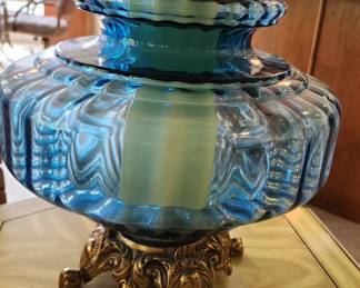 funky fun blue glass lamps