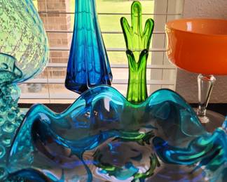 1960's 1970's glass including swung vases