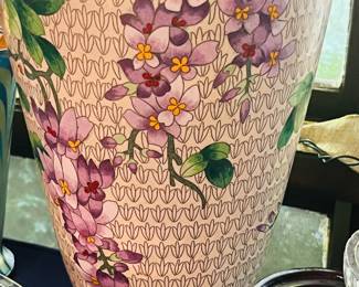 A fine quality pair of Cloisonné enamel vases measuring approximately 15”