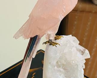 A finely carved quartz cockatoo measuring approximately 10” 