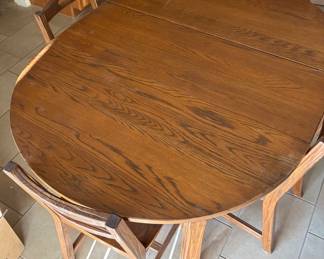 Watertown Slide Manufactuing Corporation Wood Table.
54.5" Long
14" Per leaf (2 extras)
42" wide
29.5" Tall