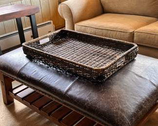 Pottery Barn Leather coffee table/ottoman