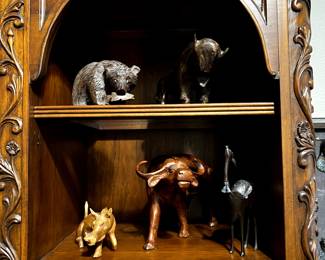 Hand-carved wooden animals.