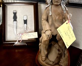 Praying Chief Sculpture by Santa Fe Artist c.1990's