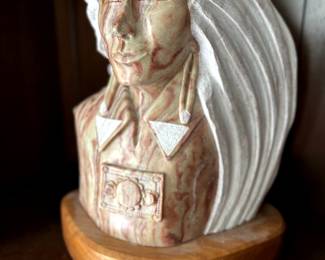 Albaster Native American Woman Stone Sculpture.