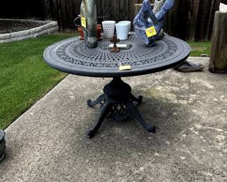 Iron Patio Table and Decor pieces.
