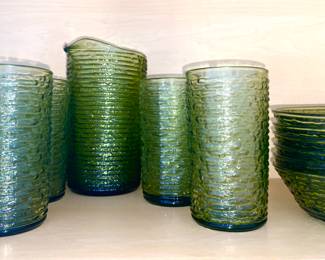 Vintage green soreno Anchor Hocking glassware