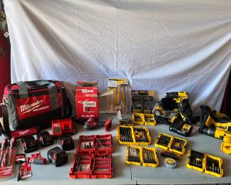 Milwaukee and DeWalt Tools, Batteries, Accessories