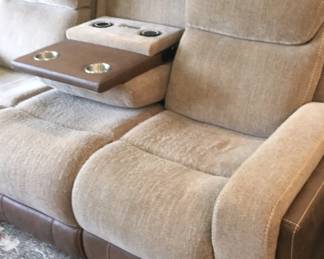 sofa with fold down console