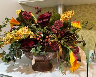 Silk Floral in Metal Pot