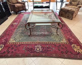 Large Burgundy/Green Area Rug