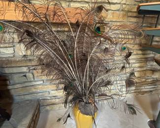 Peacock Feathers, Ceramic Vase