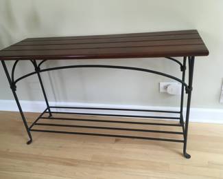 IRON AND WOOD CONSOLE/SOFA TABLE