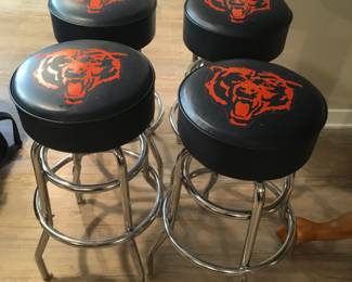 SET OF FOUR BEARS BAR STOOLS