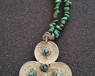 antique Tibetan sterling and turquoise.