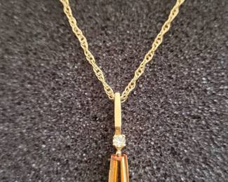 14kt gold with citrine and diamond.