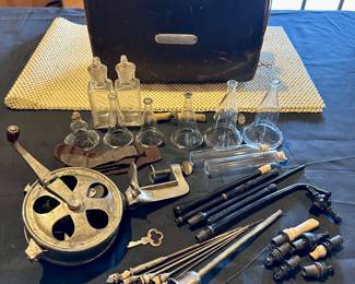 Antique Medical Doctor Nurse Bag - with Chas. Truax  & Co.  Equipment