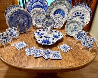 Blue and White Pretties!! Plates, Tiles, Relish Tray. Spode, Johnson Bros. and more! 