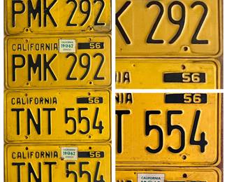 2 sets 1956 Calif License Plates