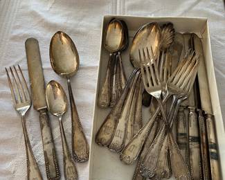 Silver plate flatware& serving pieces