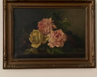 Antique floral oil on canvas