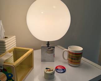 ROBERT SONNEMAN MID CENTURY CUBED CHROME GLOBE LAMP