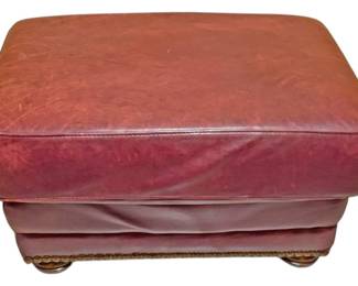 Maroon Leather Ottoman