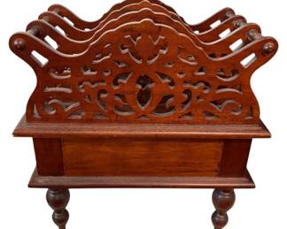 Carved Wood Magazine Rack