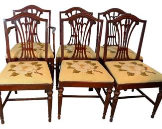 6 Needlepoint Upholstered Dining Chairs