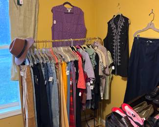 Women's clothes, denim, pants, skirts, blazers, shoes