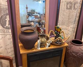 Fireplace, mirror, decor